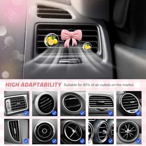 Image of 8 PCS Coquette Pink Bow Car Air Freshener Vent Clip, Cute Aesthetic Cars Scent Air Fresheners Vent Clips Decorations, Automotive Interior Accessories for Women Girl