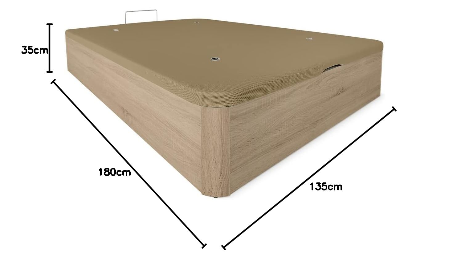 Canapé Abatible Extra Reforzado Gran Capacidad 135 x 180 Cambria Tapa Transpirable