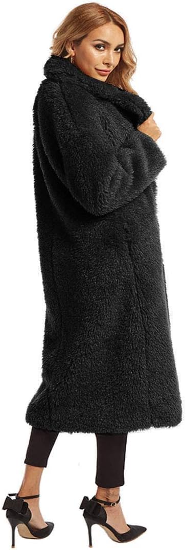 Women Faux Fur Winter Coats Comfort Warm Outerwear Open Front Long Cardigan Overcoat Jacket - Image 3