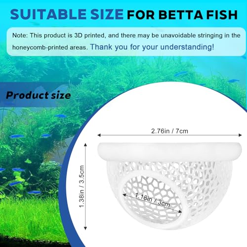 Image of 3D-Printed Floating Betta Hide & Shammock - Aquarium Cave, Feeding Ring, Resting Spot for Bettas, Shrimp, Corydoras | Eco-Safe PLA, Stress-Free Fish Tank Decor, Nano Tank Accessories
