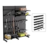 JWX Gun Rack for Standing Pegboard Shelf, Heavy Duty Steel Gun-Rack-Free-Standing, Securely Display with Shotgun Rifle Rack