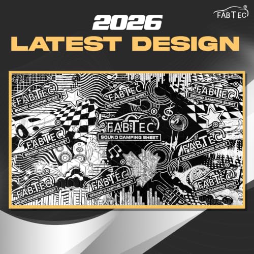 Image of FABTEC Car Damping Sheet 81.2X45.7 CM with 3.0mm Thickness |Sound & Heat PROOFING Car Sound Deadening Material Sound Insulation Premium Sound & Heat Insulation Mat Design(Black, Set of 5)