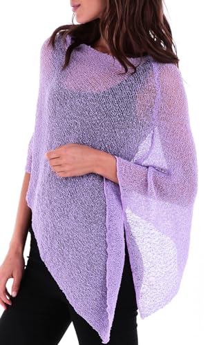 Image of SHU-SHI Womens Sheer Knit Poncho Shrug Lightweight Cover Up One Size Fits Most