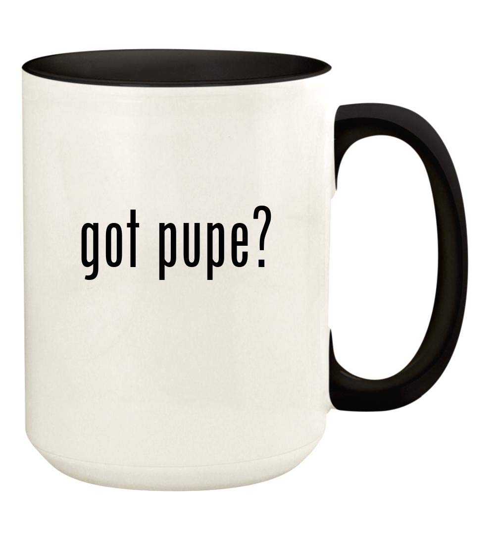 got pupe? - 15oz Ceramic Colored Handle and Inside Coffee Mug Cup, Black