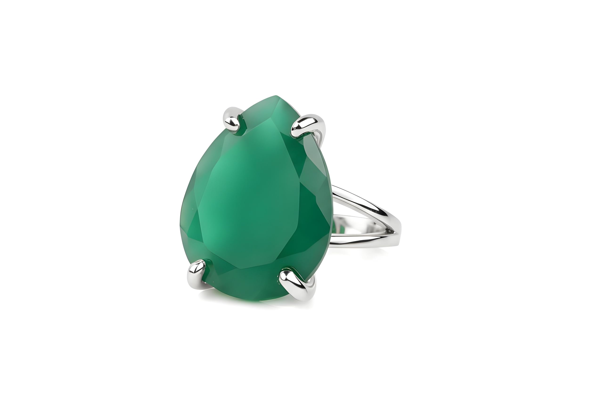 Anillos de Gemas - Anillo de Ónix Verde en Oro Rosa - Joyas de Declaración para Mujeres - Joyas Formales, Casuales y de Regalo para Hermana, Mamá, Amiga, Pareja - con Caja de Regalo