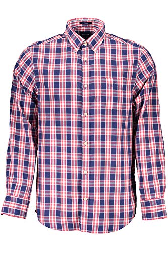 Image of GANT Men's O1. Windblown Oxford Plaid Reg Bd Casual Shirt, Red Cardinal Red 658, S