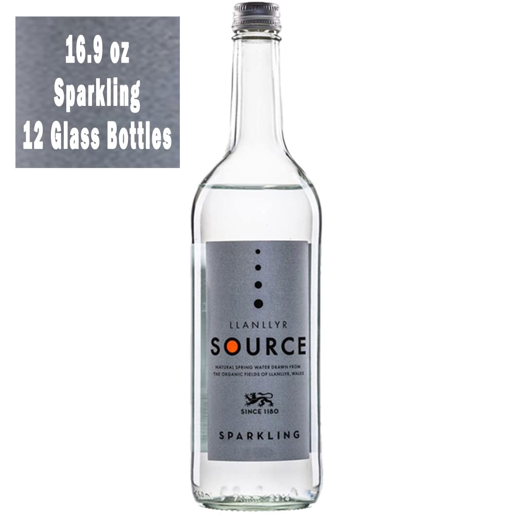 Llanllyr Source (Sparkling) Natural Spring Water, 16.9 fl oz (12 Glass Bottles)