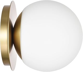 Wall Sconces, 1 Light Modern Globe Sconce in Aged Brass, Wall Light for ...