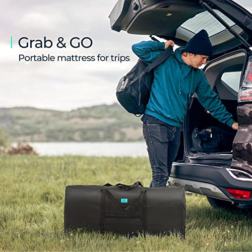 Linsy Living Memory Foam Camping Mattress, Waterproof Sleeping Mats For Adults, Portable Bed, Roll Up Certipur-Us Memory Foam, Washable Velvet Cover, Waterproof Travel Bag, Single & Twin Size Car Bed #TOP4