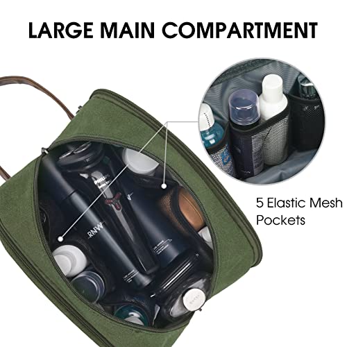 WANDF Travel Toiletry Bag for Men Large Toiletries Shaving Bag Water Resistant Hanging Dopp Kit Travel Accessories Bag for Women Men (Green) - Image 2