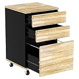 YITAHOME 3 Drawer Mobile File Cabinet, Rolling Filing Cabinet for A4 or Letter Size, Wood Under Desk...