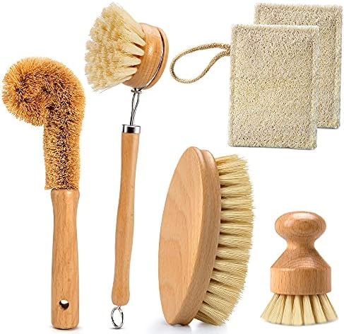 DEBETOOL Bamboo Pot Dish Brush,3 Pack Natural Wooden Scrub Brush With Sisal Fiber,Suitable For Dishes,Pans,Pot And Other Utensils-Sustainable,Kitchen Cleaning Brush With 2 Replacement Brush Heads - View #10