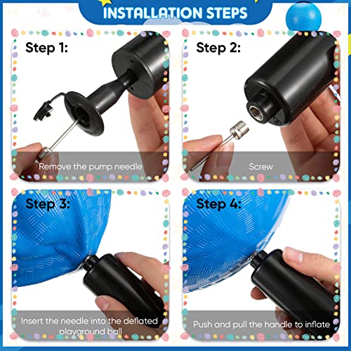 Sumind 12 Pcs 10 Inch Playground Ball Inflatable Kickballs Bouncy Dodgeball For Kids And Adults,Handball With Air Pump And 2 Mesh Drawstring Bags For Ball Games, Gym, Outdoor, School (Blue) #TOP3