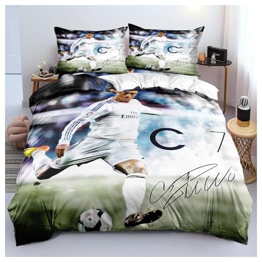 Fußball Bilder Cristiano Ronaldo Bettwäsche Sets 135x200cm,Schlafkomfort Bettbezug mit 1 Kissenbezug 80 x 80cm Mikrofaser,2-Teiliges Set 4 Generisch Kinder Fußballstar Bettwäsche-Set, Bettbezug 135x200 cm, Kissenbezug 80x80 cm