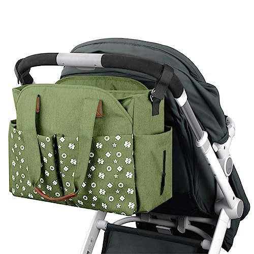 Homlynn Diaper Tote Bag, Baby Changing Satchel Bag Messenger Weekender With 12 Pockets And Stroller Straps For All Baby Accessories (Green) #TOP2