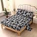 SDIII 4PC Black and Cream Skull Bed Sheets Microfiber Queen Skeleton Bedding Sheet Sets with Flat Sheet, Fitted Sheet and Pillowcase