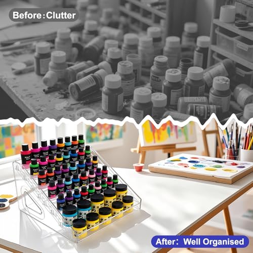 Image of Acrylic Paint Organizer(7 Tier),Organizers and Storage Paint Bottle Organizer Nail Polish Holde,Craft Holder Rack for Alcohol Inks and Food Coloring (Clear)