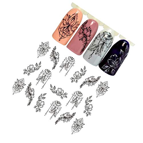 Frauen-Mädchen-Blumen-Nagel-Aufkleber-Pilz Retro Nails Kunst-Dekor-Abziehbild-DIY Nagel-Maniküre-Verpackungs-Zubehör Regard