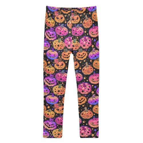 Girls Leggings Soft Toddler Ankle Length Bottoms Halloween Pumpkins Kids Dance Yoga Pants 4-10 Years