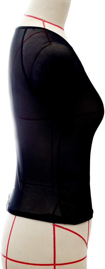 Sexy Lingerie for Women See Through Tank Tops Short Sleeve Crew Neck Babydolls Mesh Cropped Tops Teddy Tshirts Blouse Tees