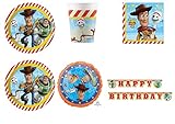 1 globo de papel estándar de 17 pulgadas - 42 cm Toy Story 4, 1 guirnalda Happy Birthday Toy Story de 2,30 m.