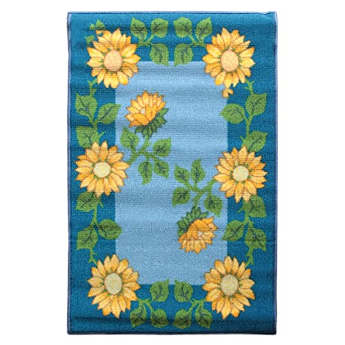 Bio Line - Tapis de Cuisine antidérapant Tournesol Jaune et Bleu 50x80 Cover