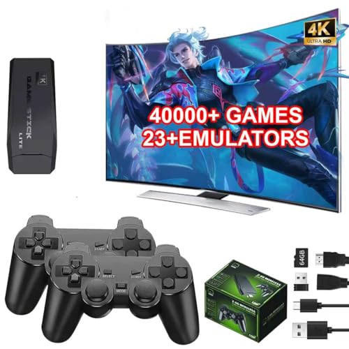 M8 Handheld Game Console,4K HDMI Retro Gaming Console with 40,000+ Games & 23 Emulators and Dual 2.4G Wireless Controllers,Plug and Play Video Gaming Stick,Compatible with TV, PC, Projector (64G)