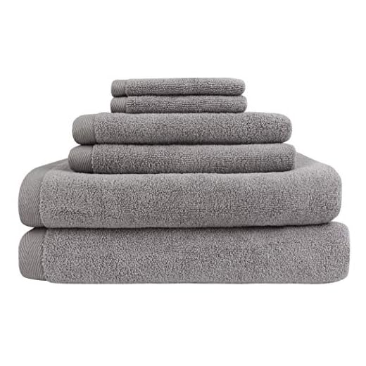 Everplush Flat Loop Quick-Dry Bath Towel Set, 6 Pc, Ash