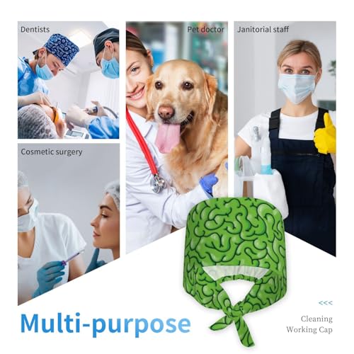 Image of Working Cap Scrub Cap with Sweatband Adjustable Unisex Women Tie Back Hat Nurse Surgical Caps