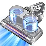 YUFAC Bed Vacuum Cleaner 5 in 1 with Mattress Vacuum 16Kpa Suction 253.7nm UV-C Light, HEPA Filtration, Ultrasonic, Heating, 30000Rpm/Min Brushroll Rotation, Replacement Filter Included, 500W, Corded