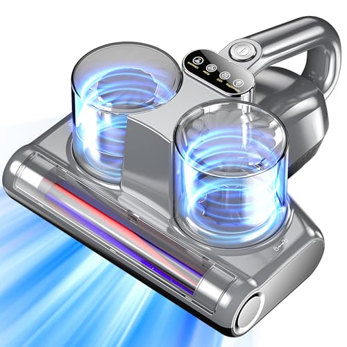 YUFAC Bed Vacuum Cleaner 5 in 1 with Mattress Vacuum 16Kpa Suction 253.7nm UV-C Light, HEPA Filtration, Ultrasonic, Heating, 30000Rpm/Min Brushroll Rotation, Replacement Filter Included, 500W, Corded