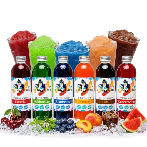 Sirup Partyset 6 x 250ml für Slush, Getränke Hergestellt ohne AZO und Glycerin | Slushy selber machen | Slushmaschine Aroma...