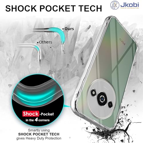 Image of Jkobi Back Cover for Xiaomi Poco C61 (Silicone Clear Shockproof Case with Camera Protection | Soft and Flexible | Transparent)