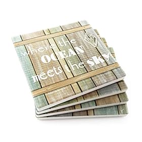 Thirstystone Stoneware Coaster Set, Driftwood Beach Signs 51sIp1T80PL. SS280