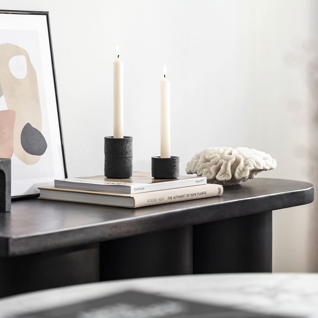 Villeroy & Boch Manufacture Rock Home Kerzenständer 6er Set, Durchmesser: 6,3 cm, Kerzenhalter als Deko & Wohnaccessoires, Keramik, Schwarz