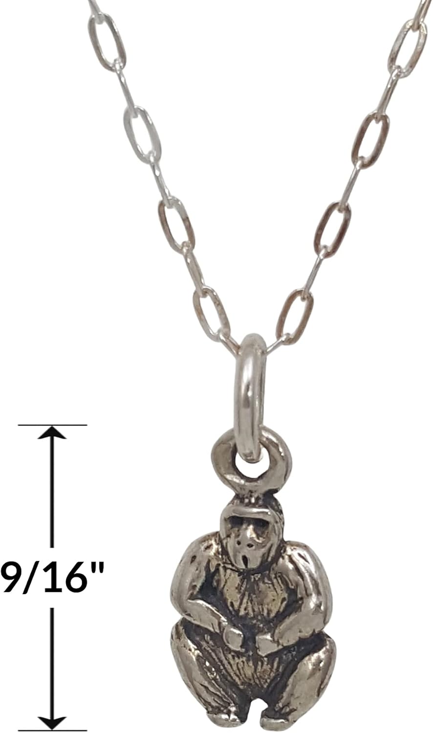 EnCharmed Sterling Silver Teeny Tiny Gorilla Charm Necklace, 18" - Image 2