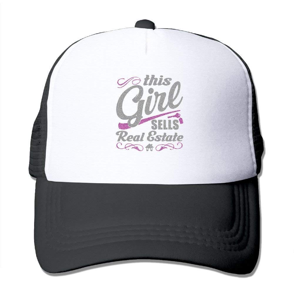 LLALUA Fimaliy Adult's This Girl Sells Real Estate Youth Mesh Baseball Cap Summer Adjustable Trucker Hat