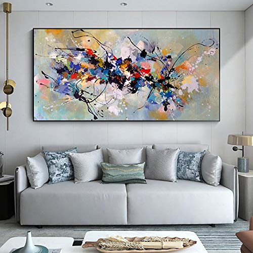 Affiches et impressions Cuadros LSYALUCK, tableau abstrait coloré sur toile 30x60