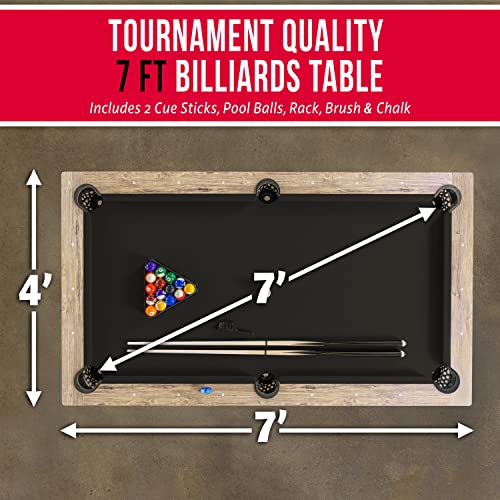 Image of GoSports 7 ft Pool Tables with Wood Finish - Choose Your Style - Modern Billiards Table with 2 Cue Sticks, Balls, Rack, Felt Brush and Chalk