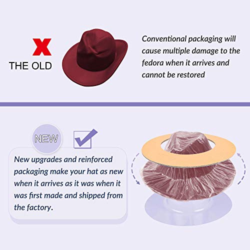 Image of Wide Brim Fedora Hats for Women Men Two Tone Dress Hat Felt Panama Hat in Two Audlt Size