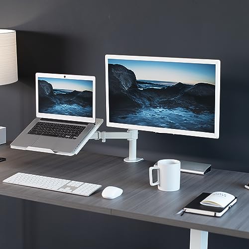 VIVO Fully Adjustable 13 to 32 inch Single Computer Monitor and Laptop Desk Mount Combo, Stand with Grommet Option, Fits up to 17 inch Laptops, White STAND-V002CW - Cosy Home Interiors VIVO Fully Adjustable 13 to 32 inch Single Computer Monitor and Laptop Desk Mount Combo, Stand with Grommet Option, Fits up to 17 inch Laptops, White STAND-V002CW - Image 2