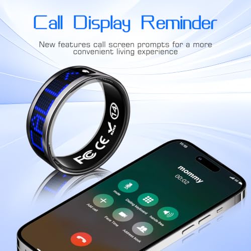 Image of Smart Ring for Women & Men, Fitness & Health Tracker with Display Screen, IP68 Waterproof Smart Rings for Health Monitoring, Fitness Tracker Ring with Call Notification, No App Fe