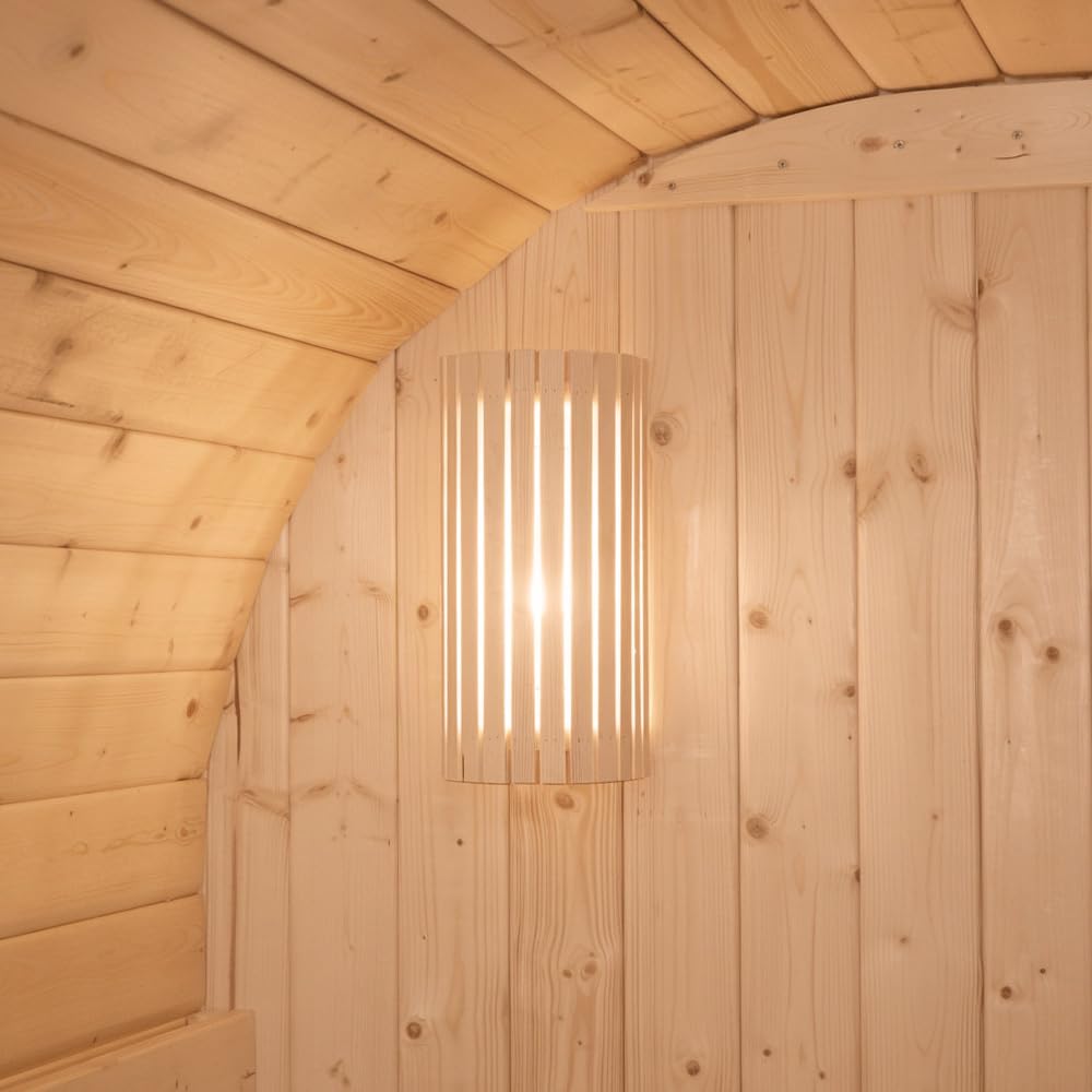 Home Deluxe - Sauna de Exterior de Barril Lahti M - Dimensiones: An x Pr x Al: Aprox. 185 cm x 120 cm x 185 cm, Madera: Madera de Abeto - Incl. Calefactor de Sauna y Accesorios de Sauna I Sauna de