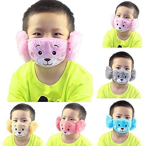 TRIQZARTZ Woolen Face mask Girls/Boys Warm Winter Face Mask with Plush Ear Muffs/Ear Covers for Girls Ear Cover Soft Smooth Face Mask Multicolor