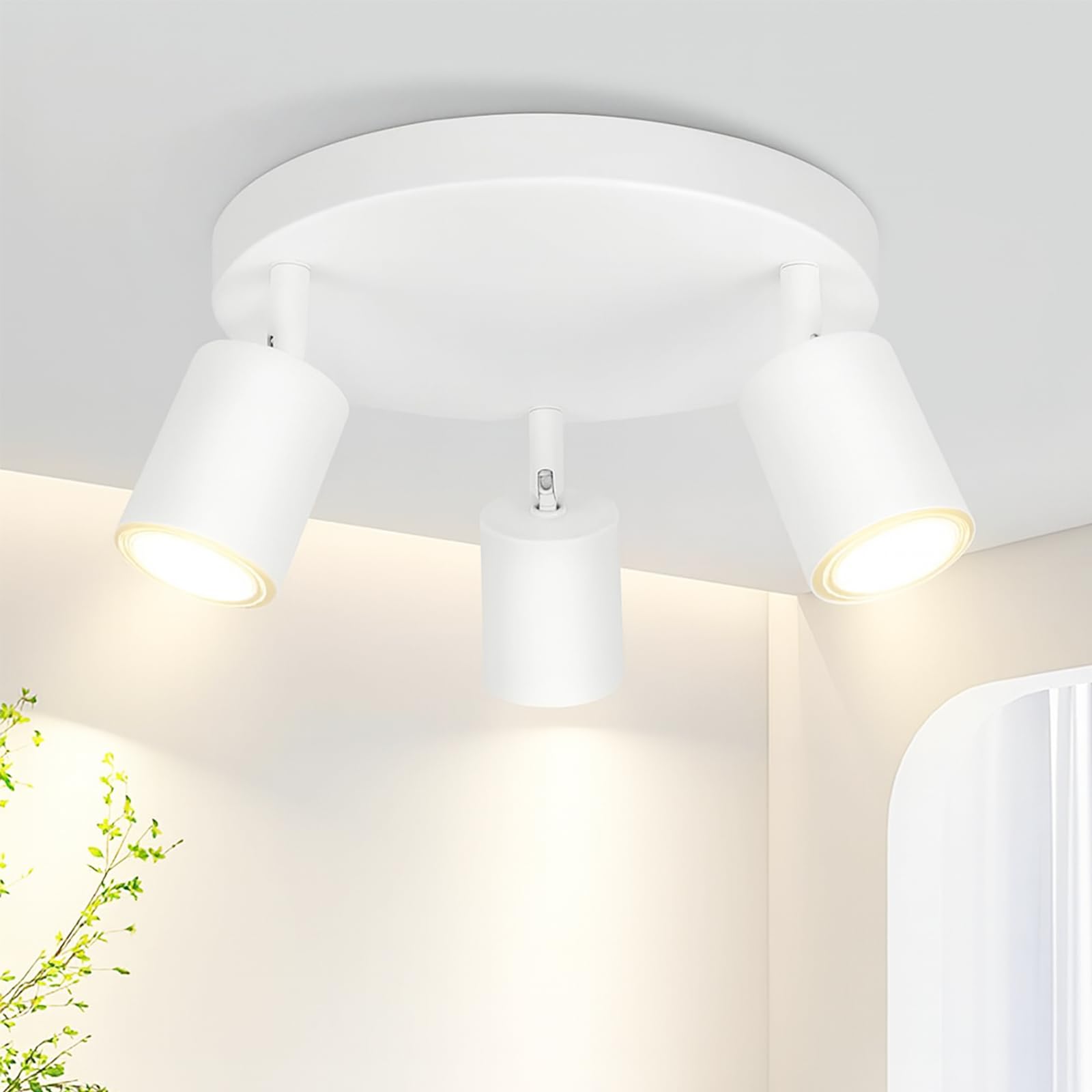 Homefire Deckenstrahler 3 Flammig Deckenlampe Rund - 350° Schwenkbar Strahler GU10 LED Deckenleuchte Weiß Spots Innen Deckenspot für Wohnzimmer Küche Schlafzimmer Ohne Leuchtmittel