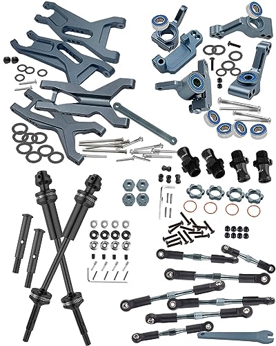 RCMYou Upgrades Part for 1/10 Slash 2WD/Slash 2WD VXL,Drive Shaft CVD Axles,Alloy Front Rear Suspension Arm,Caster Block,Steering Blocks,Rear Stub Axle Carriers,Turnbuckles Camber Links,Titanium