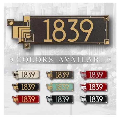 Whitehall Frank Lloyd Wright Cube Abstraction Modern Personalized Address Plaque, Cast Aluminum House Numbers Sign, Outdoor Wall Mounted Address Sign, Made in USA