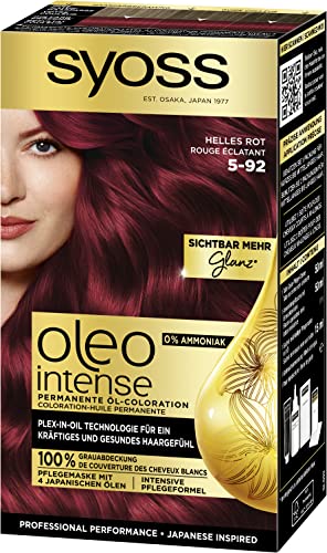 Foto von Syoss Oleo Intense Öl-Coloration 10-50 5-92 Helles Rot Stufe 3 (115 ml), dauerhafte Haarfarbe mit pflegendem Öl, Coloration ohne Ammoniak
