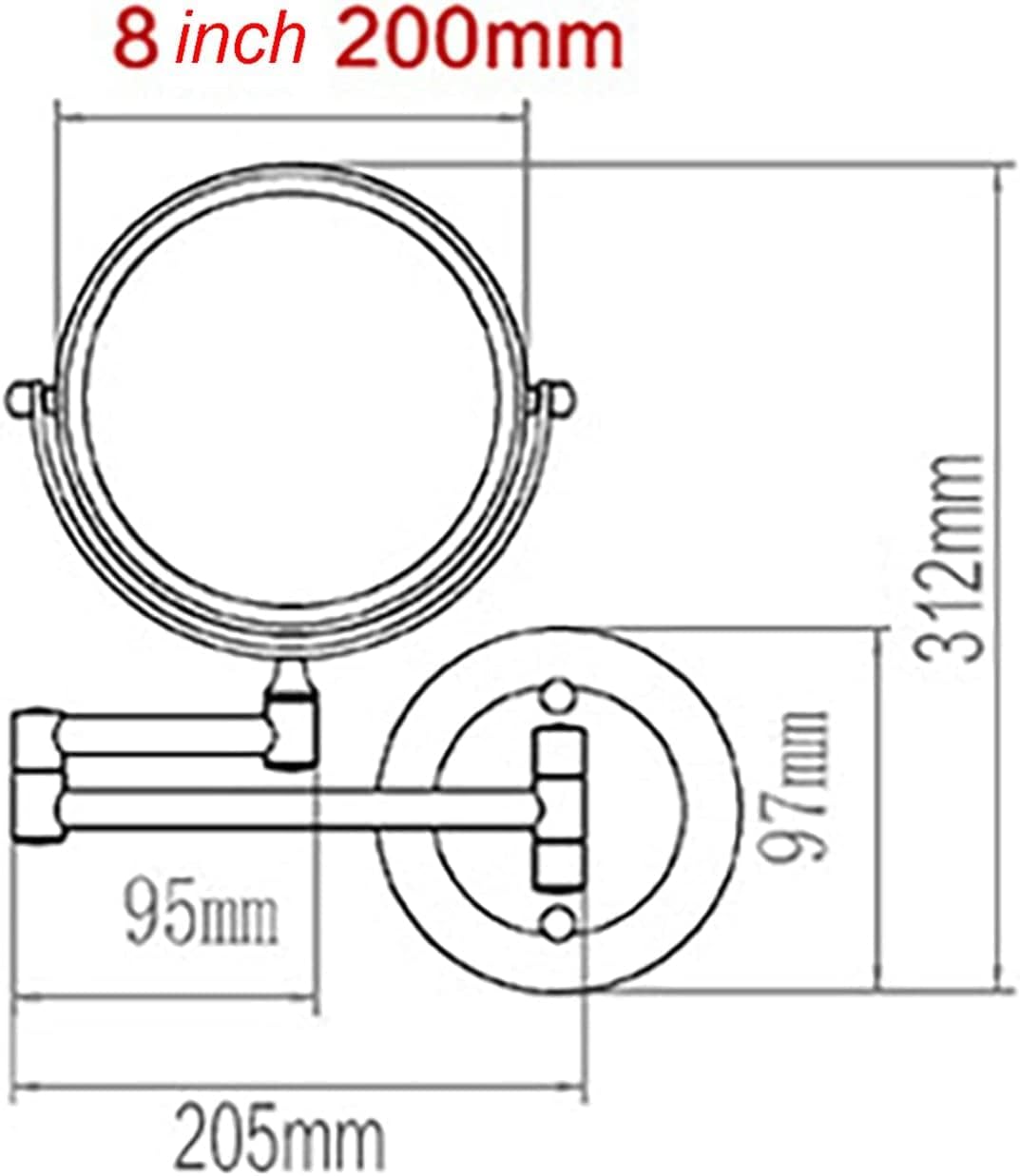 7X Magnification Wall Mounted Makeup Mirror, 8 inch Makeup Mirror Double-Sided Vanity Mirror Mirror 360° Swivel for Beauty Mirror,Wire Drawing image 2