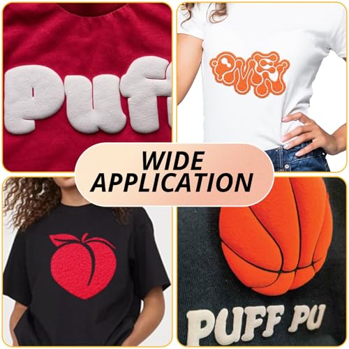 Image of HTVRONT Puff Vinyl Heat Transfer - 10 inch x 6FT Puff HTV Vinyl Roll for T Shirts, Puff Iron on Vinyl Compatible with Cricut Cutting Machine - Use for 3D Puff Heat Transfer Effect (Black and White)